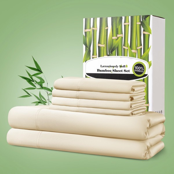 Shilucheng 100% Viscose Derived from Bamboo_ Sheets Queen Size 6pcs,