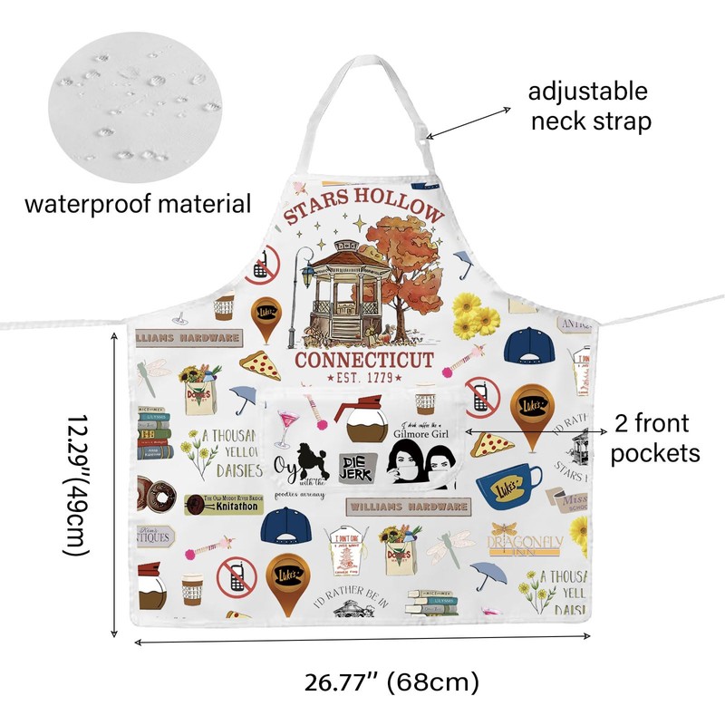 JTOUK Star Hollow Inspired Kitchen Apron Gilmore Fans Gift TV
