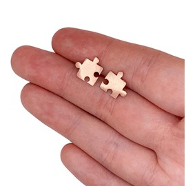 Dainty Jigsaw Puzzle Piece Stud Earrings (Rose Gold Tone) Miss Fit Boutique