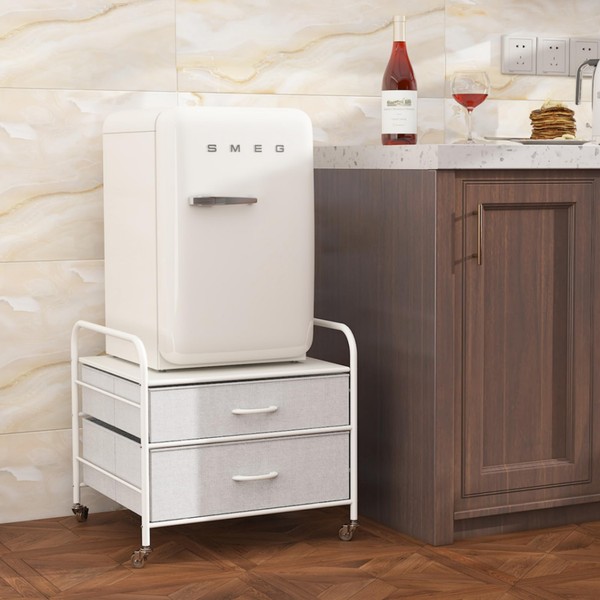 EazeHome Mini Fridge Stand, 120LBS Mini Fridge Table, 2 Drawer