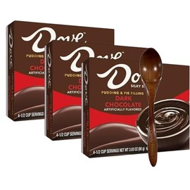 Instant Pudding & Pie Filling Mix 3.03 oz Box (Pack of 3) with Candy Freezer Wooden Spoon (DØVƐ Dark Chocolate) - Wooden Spoon