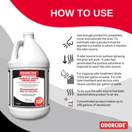 Odorcide Odor Eliminator Concentrate: Odor Eliminator for Strong Odor on Carpets, Hardwood & More - Smoke, Sweat & Pet Odor Eliminator for Home w/Non-Enzymatic Formula, 1 Gallon