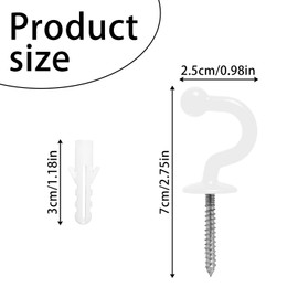 Tabanzhe Curtain Tie Backs Hooks-2PCS White Ball End Curtain Holdback Tie Backs Screw in Hooks Heavy Duty Hanger Hooks for Hanging Curtains Clothes Coat Hat Bag