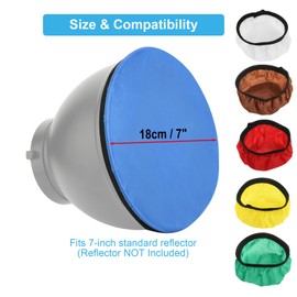 Cosmos 6 Pcs Standard Reflector Diffuser Cover 7" / 18cm Soft Cloth Diffuser Light Cover Reflector Cover for Photography Video Studio Standard Strobe Reflector Flash Light (6 Colors)