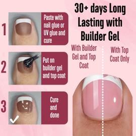 NOVO OVO Fake Toe Nail Tips Press on, Soft Gel Toenail Extension, DARK BROWN Square Round Pre-applied Tip Primer & Base Coat, French Tip Full Cover Matte False Nails for DIY x 15 Sizes 360Pcs