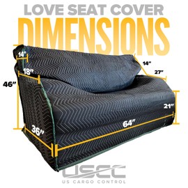 US Cargo Control Heavy Duty Quilted Loveseat Cover - 64 Inches x 46 Inches - Black/Green Furniture Pad for Moving/Storage - Cotton/Polyester Blend Fabric - 9 Pounds - Washable, Reusable