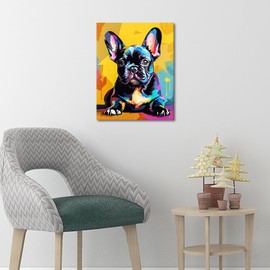 TISHIRON DIY Paint by Numbers French Bulldog Paint by Numbers for Adults Puppies Paint by Numbers for Children on Canvas Painting by Numbers Kit for Adults Beginners 16 x 20 Inches