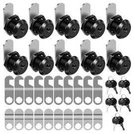 10PCS Cam Locks with Keys, Cabinet Locks Keyed Alike, 5/8'' inch (Length) Cylinder Fits on 3/8'' inch Max Panel Thickness for Secure Files Drawers RV Storage Mail Box (5/8'' Inch 10PCS)