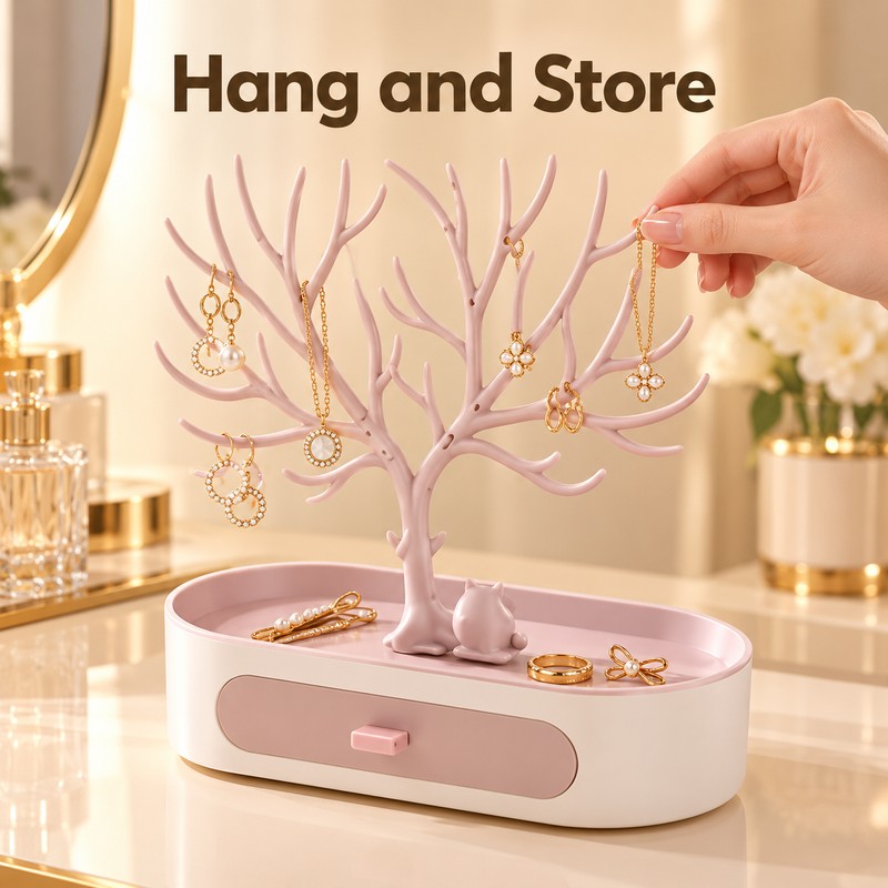 Deer Tree Jewelry Organizer for Earrings & Necklaces – Antler