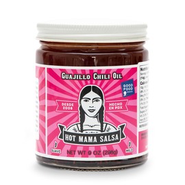Hot Mama Salsa Guajillo Chili Oil – A Chili Oil Rich in Antioxidants, Low Calorie, No Preservatives, Additives, or GMOs – Perfect for Mushrooms, Shrimp, Veggies, Soups, Pastas, Eggs – 9 fl oz