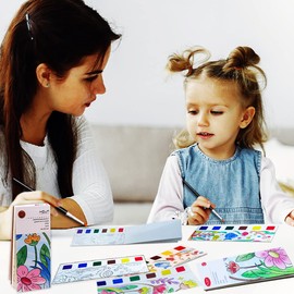 JUNQIU Watercolor Coloring Books for Kids Ages 4-8, Pocket Watercolor Painting Book for Toddlers, Arts and Crafts Kit Easter Basket Stuffers for Girls Boys