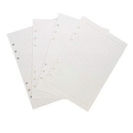 Refill Paper for A5 21 cm / A6 17 cm 6 Holes Cover Round Ring Binder File Folder (Dotted, Lined, Grid Graph & Blank Refill Paper, A5)
