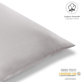 Alreya Renforcé Pillowcase, 100% Cotton, Super Soft Pillowcase with YKK Zip, Pillow Slip Only, 60 x 60 cm, Grey