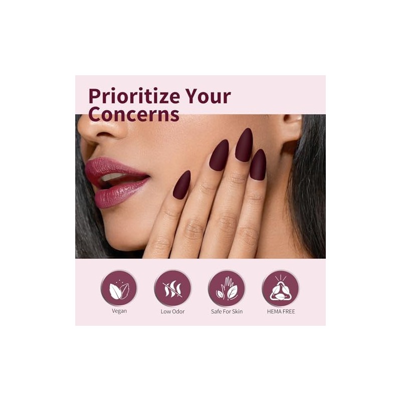CANNI - Esmalte de uñas en gel rojo oscuro, 1