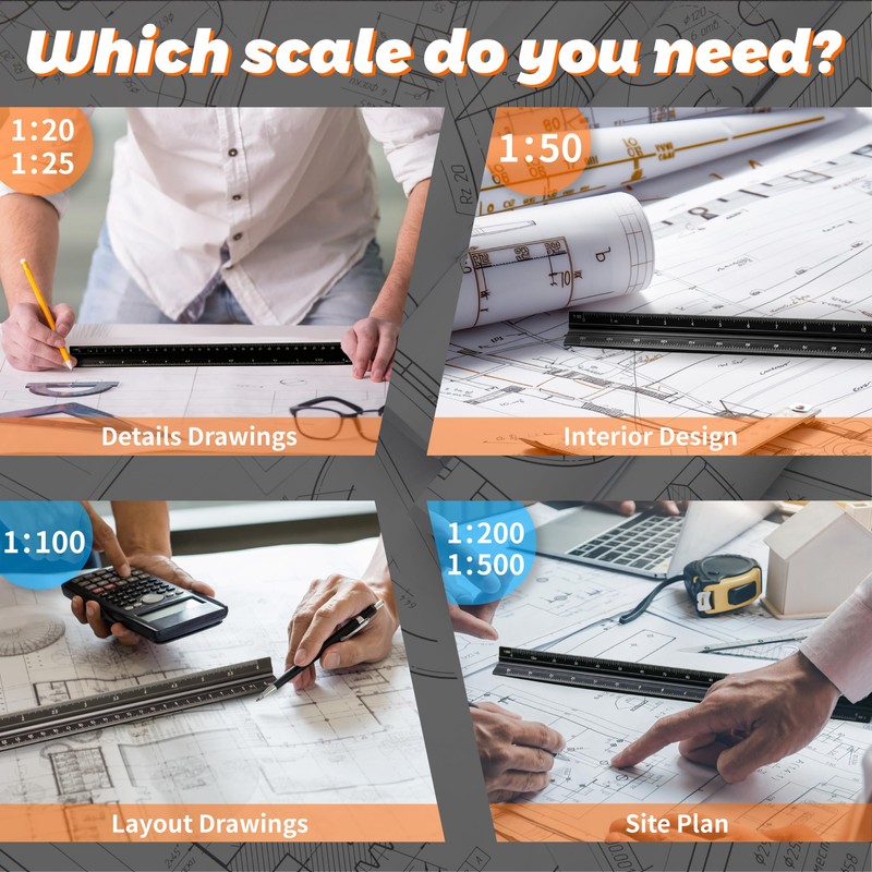Rena Chris Architectural Metric Scale Ruler: 30cm Ruler, Aluminum Architect