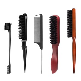5 Pcs Slick Back Hair Brushes,Slick Back Brush Slick Brush Smoothing Hair Brush,Back Comb Brush Boar Bristle Hair Brush Sleek Hair Brush,Bristle Hair Brush Backcombing Brush for Hair Beard