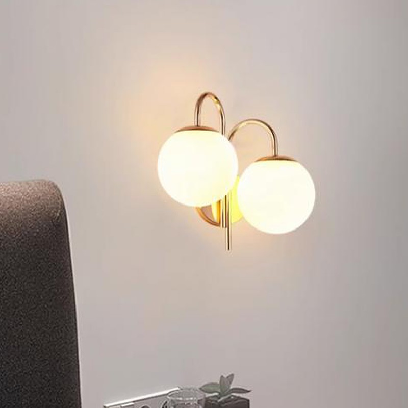 Double Sconce Simple Modern Dual Headed Glass Metal Energy Saving
