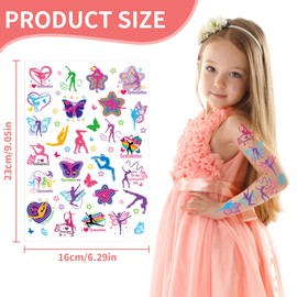 Gymnastic Temporary Tattoos Stickers - 200+ Sport Tattoo for Birthday Party Decorations, Dance Favors Supplies for Girls Boys, School Class Prize(8 Sheets)