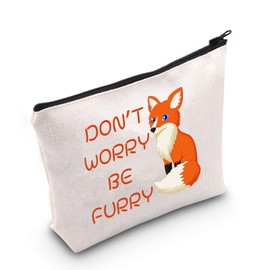PLITI Fox Gifts For Fox Lovers Makeup Bag Crazy Fox Lady Gift Fox Theme Gift Don't Worry Be Furry Funny Fox Animal Lover Gift (be furry bag)