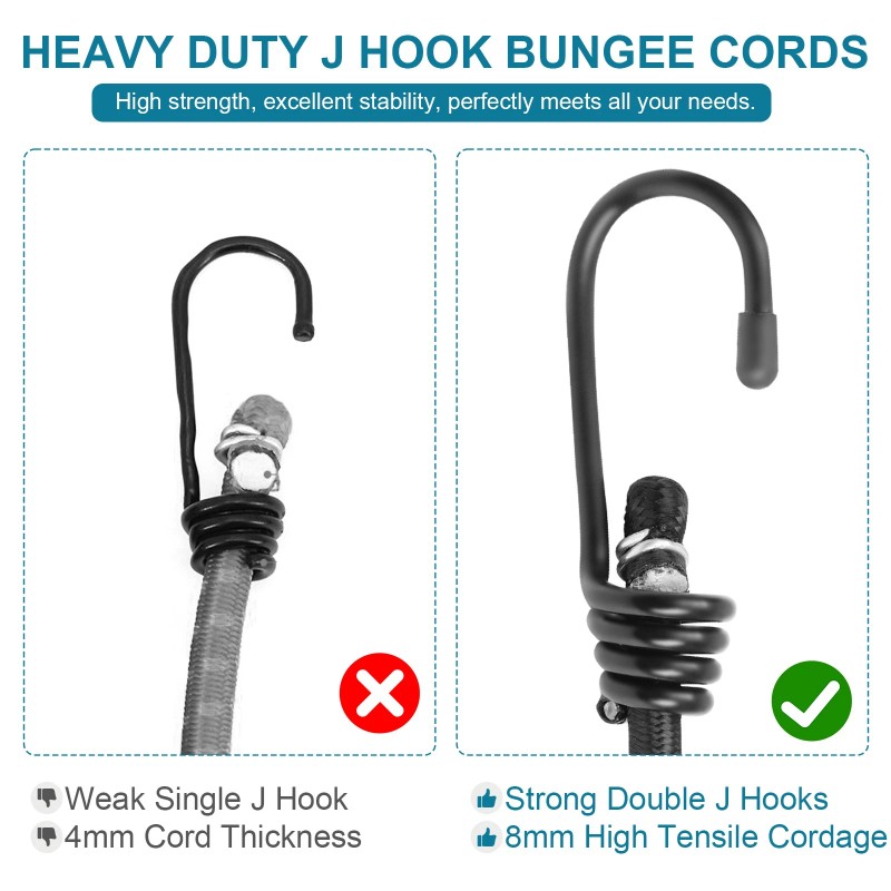 Unbranded Heavy Duty Bungee Cords Super Elastic Bungee Cord with