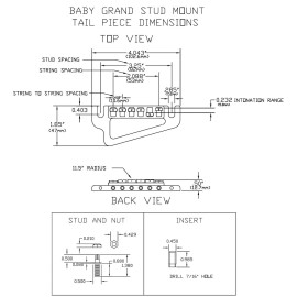 Hipshot NEW Hipshot 43100G Baby Grand Retrofits on Gibson Style Studs Mount Guitar, GOLD