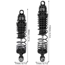 1/10 RC Damper Shock Absorber, 4-Piece RC Metal Shock Absorber Front and Rear RC Car Replacement Accessories Compatible with / SLASH 1/10 RC Cars (Black)
