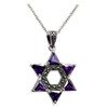 Jewish Star of David Sterling Silver Purple Cubic Zirconia, Marcasite
