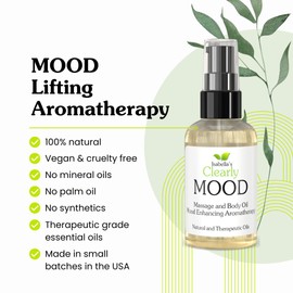 Clearly Mood Aromatherapy Body Oil, Therapeutic Essential Oils with Almond, Rose, Geranium | Natural Massage Oil for Moisturizing, for Couples, Date Night, and Mood Lifting (4 Fl Oz)