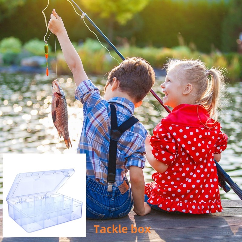SRNYJAO Plastic Tackle Box, Large 12 Grids Clear Tackle Box