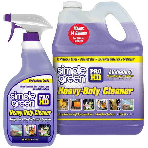 Simple Green Pro HD Purple Concentrated Cleaner & Degreaser - Heavy Duty, Professional, Automotive, Restaurant, Grills, Ovens (32 oz Spray @Heavy Strength and 1 Gal Concentrate Refill)