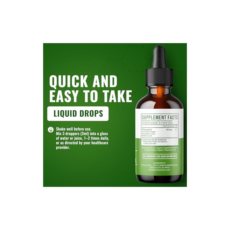 Gotas Líquidas Clorofila 50mg Veganas Boost Energético Natural Apoyo Inmunológico