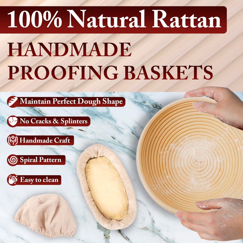 Banneton Bread Proofing Basket Set - 9" Round & 10"