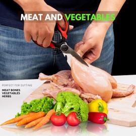 Cutallo Kitchen Scissors Stainless Steel Sharp Blades with TPR Grip - Multipurpose Kitchen Scissors Heavy Duty for Meat, Chicken, Fish, Vegetables, and Herbs – Bottle Opener.