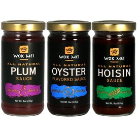 Wok Mei Variety Set of 3 - Oyster, Hoisin and Plum Sauce - 8oz Jars