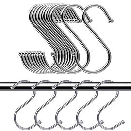 KYLOS S Hooks, S Hooks, Stainless Steel 304, Hooks for Hanging, Pack of 15 (9 cm L, 3 mm Φ) S-Hooks Anti-Rust Metal Hooks for Kitchen Baskets Max Load 20 kg