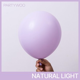 PartyWoo Pastel Purple Balloons 120 pcs Different Sizes Pack of 18 12 10 5 Inch Light Pastel Purple Lavender Lilac Balloon Arch Kit Garland for Baby Shower Birthday Party Decorations Purple-Q10