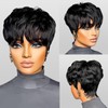 Pixie Cut Machine Made Wig Human Hair Glueless Wig Short