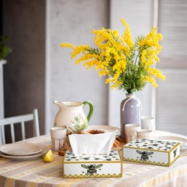 Bencailor 12 Pack Honey Bee Facial Tissues Cube Boxes Face Tissue Box 3 Ply Square Tissues Box Cover Holder for Home Bathroom Office Car Accessories(6x4x2 Inches,Yellow)