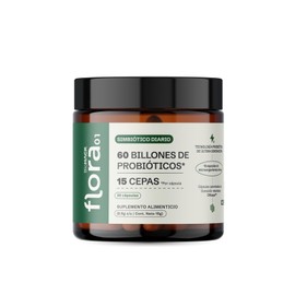 FLORA 01 | Simbiótico Diario | Probióticos 60 Billones UFC 15 Cepas | Apoyo Digestivo, Bienestar Intestinal y Metabolismo | 30 cápsulas.