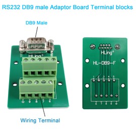 QIANRENON RS232 DB9 Male Breakout Board DB9 Male to Wiring Terminal Solderless Connector RS232 Serial Test Block Adaptor, for DB9 Serial Communication Prototyping or Troubleshooting