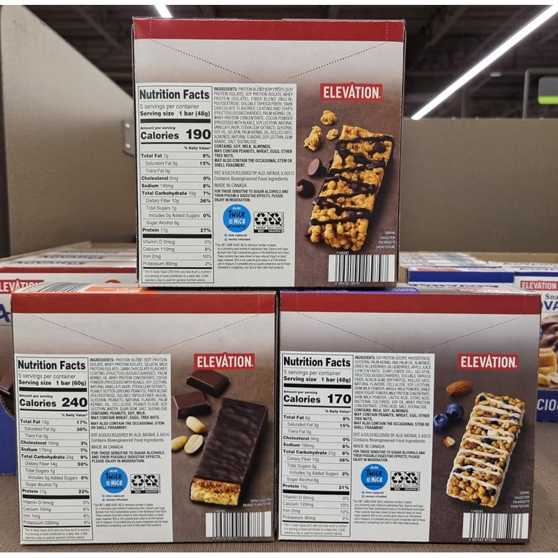 Elevation Advance Bar Chocolate Chip Granola, Chocolate Peanut Butter, Blueberry