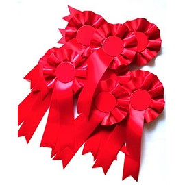10 X Mixed Blank Rosettes Quality 1 Tier Rosettes Celebration Sport Prizes Competitions Funerals School Awards Sporting Awards (Red 10pcs)