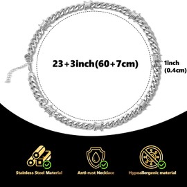 LuxGoth Stainless Steel Barbed Wire Thorns Chunky Collar Necklace Gothic Punk Rock Emo Biker Cosplay Vintage Heavy Brambles Charm Necklace Jewelry for Men Women Silver GTS-N1D60001