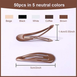 Hair Clips Non-Slip - ShiningUU 50Pcs 2 Inch No Crease Hair Clips | Metal Hair Barrettes | Clip for Women & Girls | 5 Colours Hair Accessories