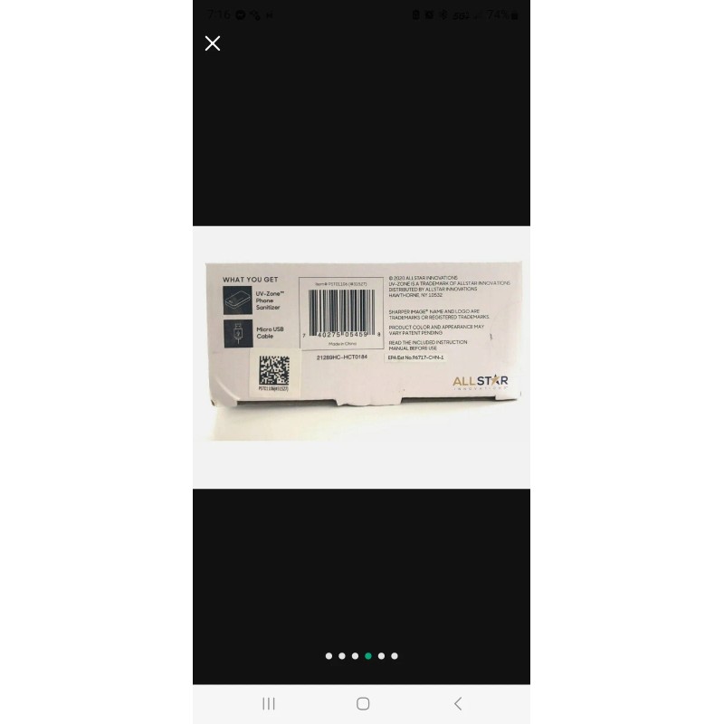 Sharper Image UV-Zone Phone Sanitizer NIB