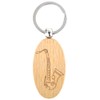 keepdrum Wooden Saxophone Keyring Oval Gift for Musicians, natural, Unit
