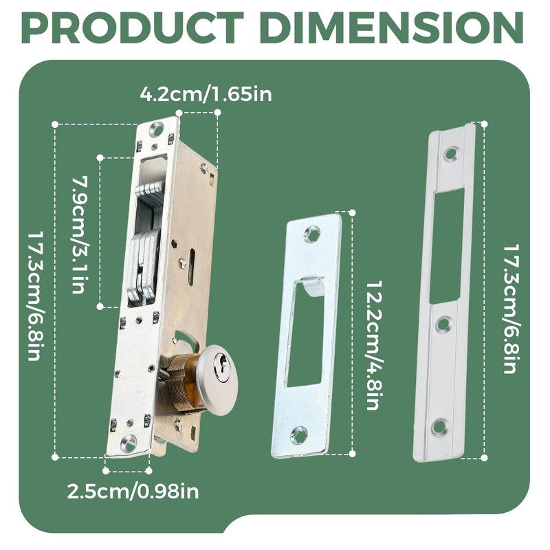 MOOTVGOO Storefront Door Mortise Lock Hook, Commercial Door Locks, Hook