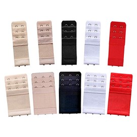 Guokoo Bra Extender - 10PCS Bra Strap Extensions Elastic Extender Set 3 Rows x 3 Hooks, 3 Rows x 2 Hooks - White, Black, Beige, Red, Khaki