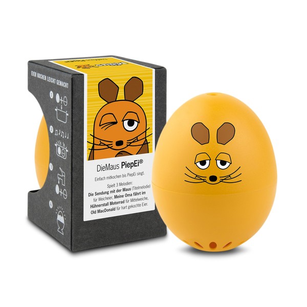 Maus PiepEi - Singing Egg Timer for Cooking with - Egg Cooker for 3 Hardness Levels - Gift for All Mouse, Elephant and Duck Fans - Funny Cooking Egg - Music Egg Timer - Brainstream