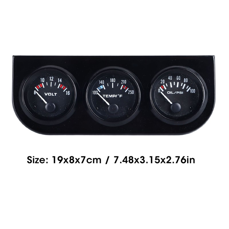 3 in 1 Car Triple Gauge Kit Multifunctional Mechanical Voltmeter